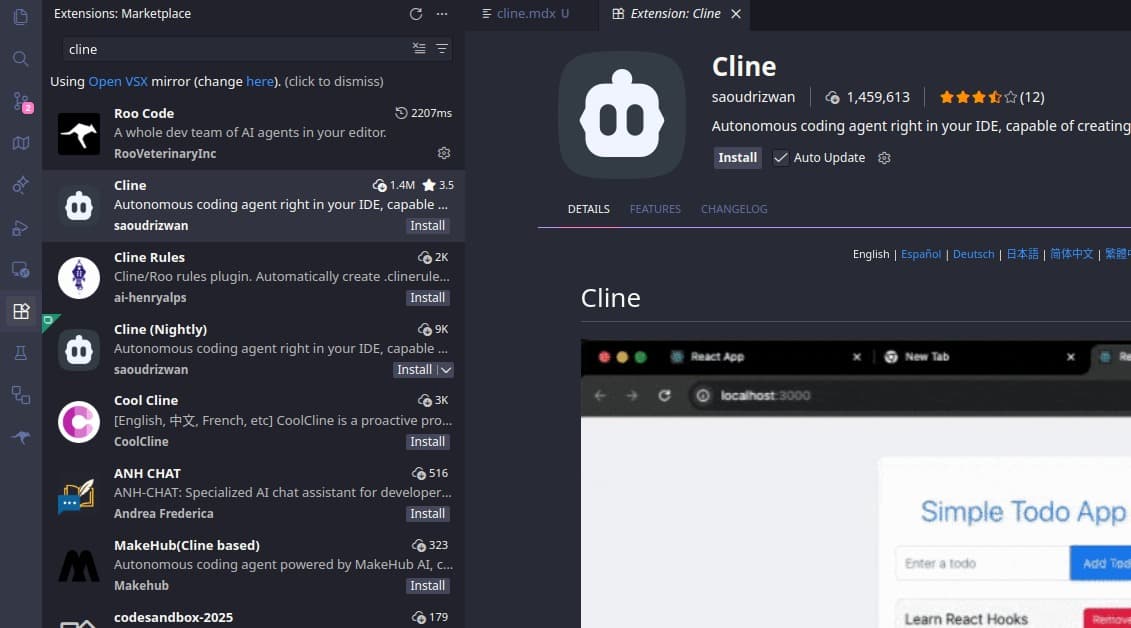 Install Cline Extension